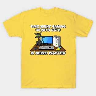 Time Spent Gaming or With Cats Is Never Wasted T-Shirt